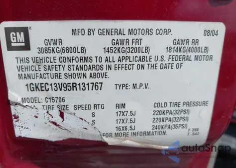 2005 GMC Yukon Slt from USA, damaged, VIN 1GKEC13V95R131767